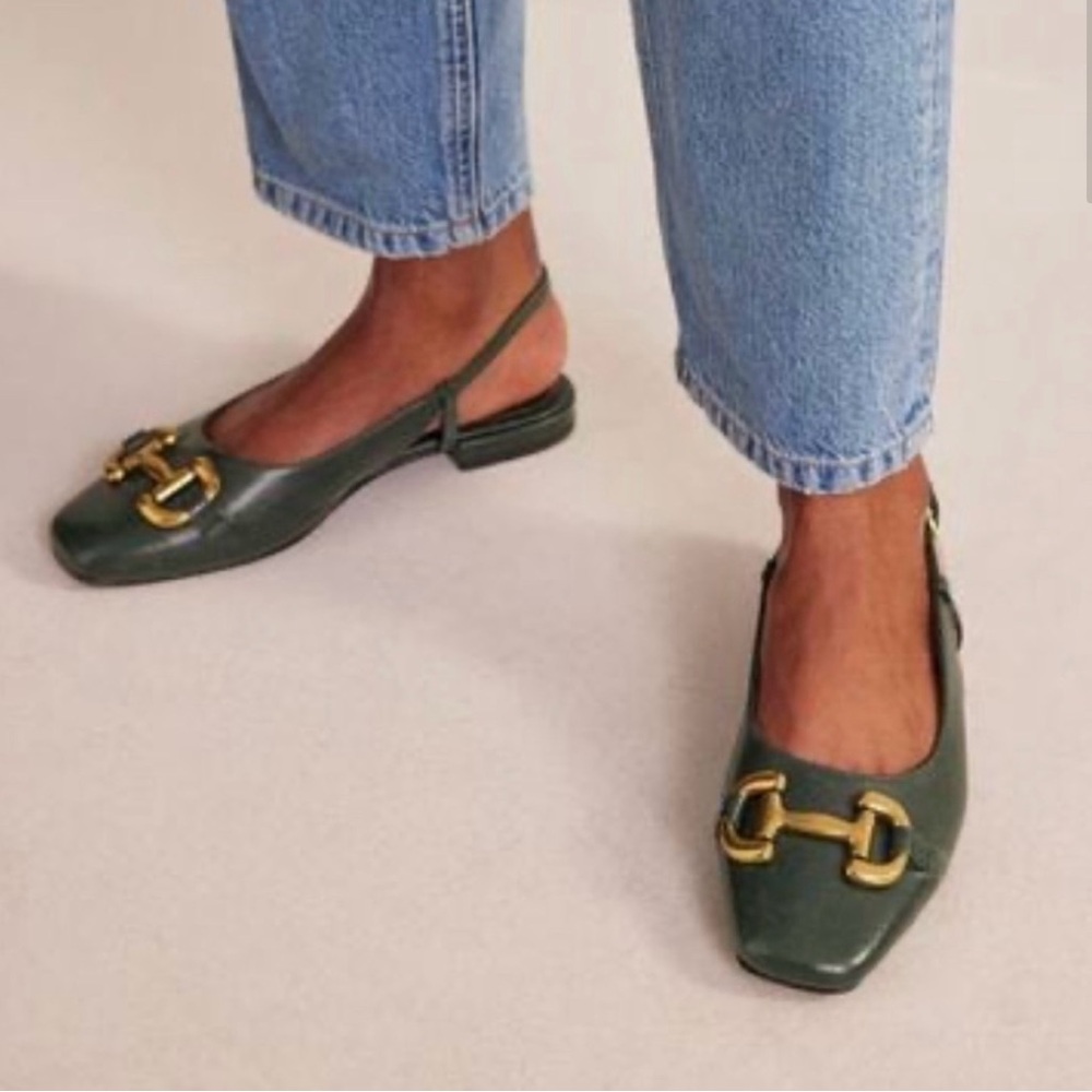 Boden Green Flats with Gold Buckle
